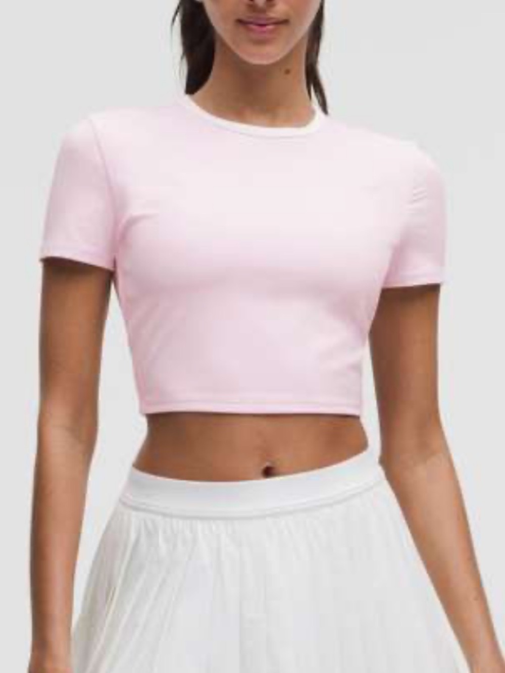 lululemon athletica Women's Light Pink Crewneck Crop Tee